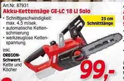 Zgonc Akku-Kettensäge GE-LC 18 Li Solo Angebot