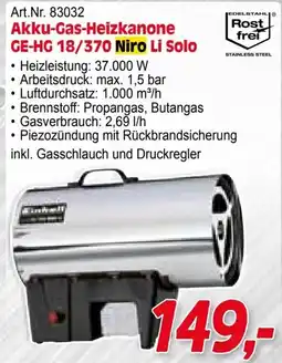 Zgonc Akku-Gas-Heizkanone GE-HG 18/370 Niro Li Solo Angebot