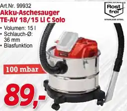 Zgonc Akku-Aschesauger TE-AV 18/15 Li C Solo Angebot