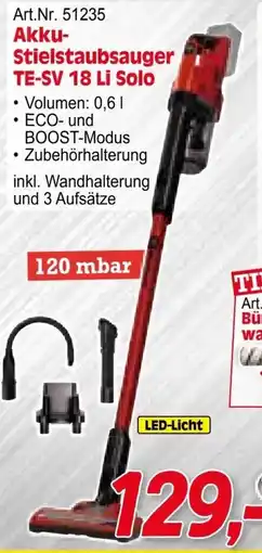 Zgonc Akku- Stielstaubsauger TE-SV 18 Li Solo Angebot