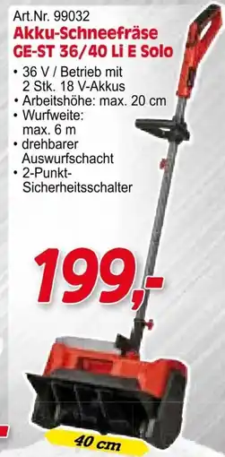 Zgonc Akku-Schneefräse GE-ST 36/40 Li E Solo Angebot