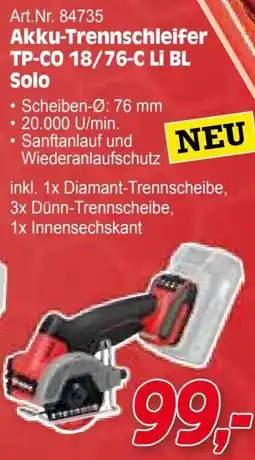 Zgonc Akku-Trennschleifer TP-CO 18/76-C LI BL Solo Angebot