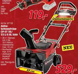 Zgonc Akku- Schneefräse GP-ST 36/53 Li E BL Solo Angebot