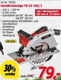 Zgonc Handkreissäge TE-CS 190/1 Angebot