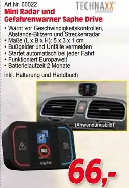 Zgonc Mini Radar und Gefahrenwarner Saphe Drive Angebot