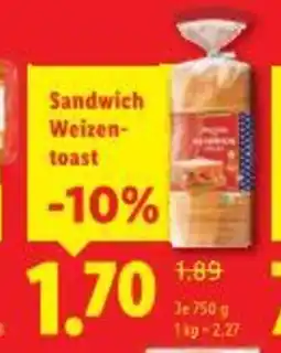 Lidl Sandwich Weizen toast Angebot