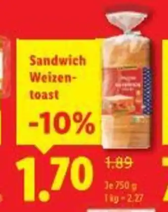Sandwich Weizen toast