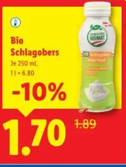 Lidl Bio Schlagobers Angebot