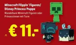Lidl Minecraft Flippin' Figuren/ Disney Princess Puppe Wandelbare Minecraft Figuren oder Prinzessinnen mit Turm Angebot
