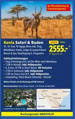 Lidl Kenia Safari & Baden Angebot