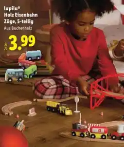 Lidl lupilu Holz Eisenbahn Züge, 5-teilig Aus Buchenholz Angebot