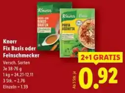 Lidl Knorr Fix Basis oder Feinschmecker Angebot