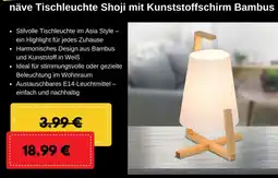 Hellweg näve Tischleuchte Shoji mit Kunststoffschirm Bambus Angebot