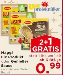 Unimarkt Maggi Fix Produkt oder Genießer Sauce Angebot