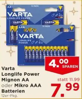 Unimarkt Varta Longlife Power Mignon AA oder Mikro AAA Angebot