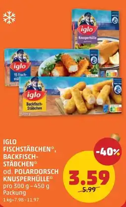 PENNY Iglo fischstäbchen backfisch- stäbchen od. polardorsch knusperhülle Angebot