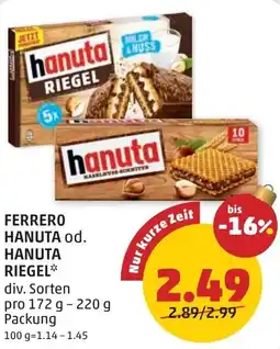 PENNY Ferrero hanuta od. hanuta riegel Angebot