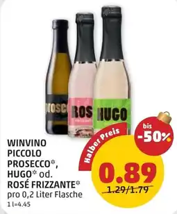 PENNY Winvino piccolo prosecco hugo od. rosé frizzante Angebot