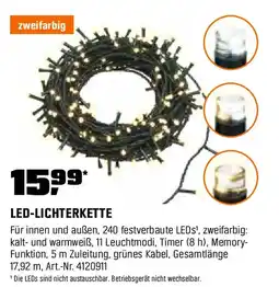 OBI Lichterkette Zweifarbig Kalt/Warmweiß 240 LEDs Angebot