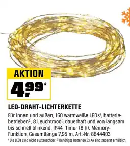 OBI LED-Lichterkette Silberdraht 160 LEDs Warmweiß Outdoor Batteriebetrieb Angebot