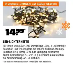 OBI LED-Lichterkette 240 LEDs Warmweiß in Kunststoffbox Schwarzes Kabel Angebot