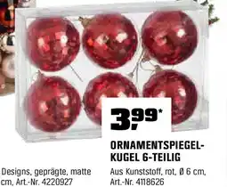 OBI Mica Decorations Ornament Spiegelkugel Rot 6 Stück Angebot