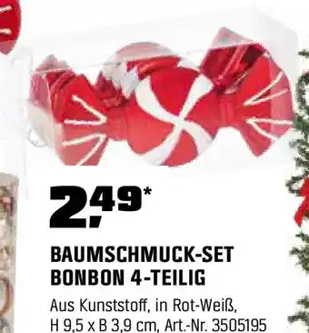 OBI Baumschmuck-Set Bonbon 4-teilig Rot-Weiß Angebot