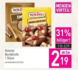 Sutterlüty Kotanyi Backbriefe Angebot