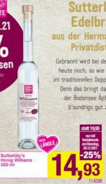 Sutterlüty Sutterlüty's Honig Williams 350ml Angebot