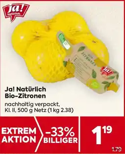 Billa ja!natürlich Bio Zitronen Angebot
