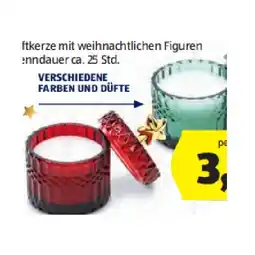 Hofer Glaskerze mit Figur versch. Farben und Düfte HOFER Angebot