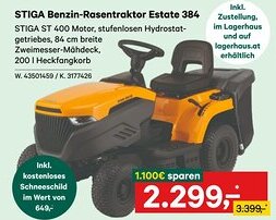 Lagerhaus STIGA Benzin-Rasentraktor Estate 384 Angebot