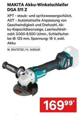 Lagerhaus MAKITA Akku-Winkelschleifer DGA 511 Z Angebot