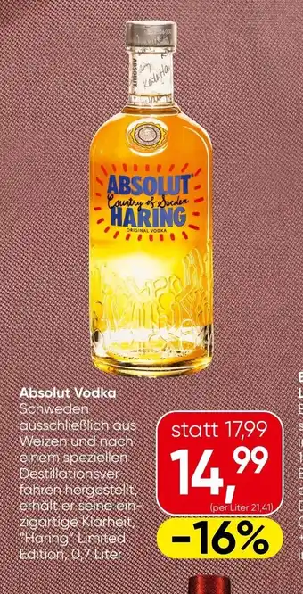 Eurospar Absolut Vodka Angebot