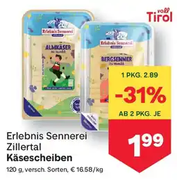 MPreis Erlebnis Sennerei Zillertal Käsescheiben Angebot