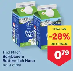 MPreis Tirol Milch Bergbauern Buttermilch Natur Angebot