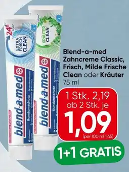 Spar blend-a-med Zahncreme Classic, Frisch, Milde Frische Clean oder Kräuter Angebot
