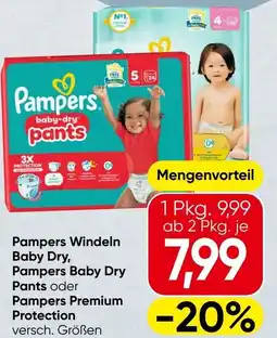 Spar Pampers Windeln Baby Dry, Pampers Baby Dry Pants oder Pampers Premium Protection Angebot