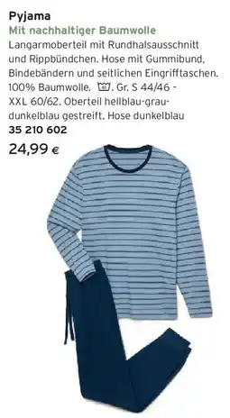 Tchibo Eduscho Pyjama mit Bündchen, hellblau gestreift Angebot