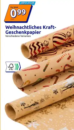 Action Weihnachtliches Kraft- Geschenkpapier Angebot