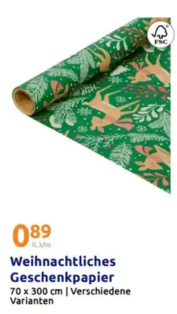 Action Weihnachtliches Geschenkpapier Angebot