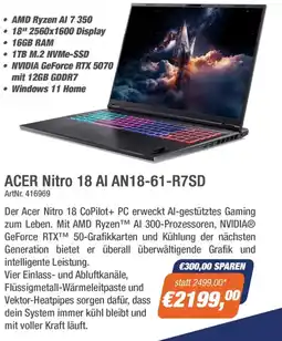 e-tec ACER Nitro 18 AI AN18-61-R7SD Angebot