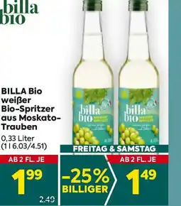 Billa BILLA Bio weißer Bio-Spritzer aus Moskato- Trauben Angebot
