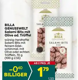Billa Billa genusswelt salami bits mit olive od. trüffel Angebot