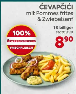 Billa Ćevapčići mit pommes frites & zwiebelsenf Angebot