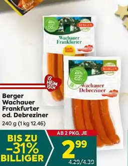 Billa Berger Wachauer Frankfurter od. Debreziner Angebot