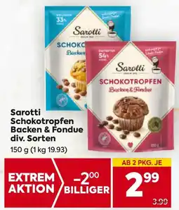 Billa Sarotti Schokotropfen Backen & Fondue Angebot