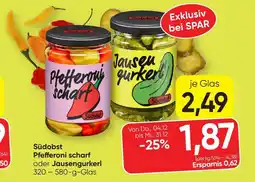 SPAR Gourmet Südobst Pfefferoni scharf oder Jausengurkerl Angebot