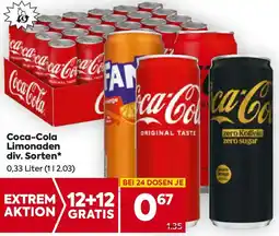 Billa Coca-Cola Limonaden div. Sorten Angebot
