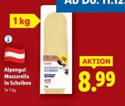 Lidl Alpengut Mozzarella in Scheiben Angebot